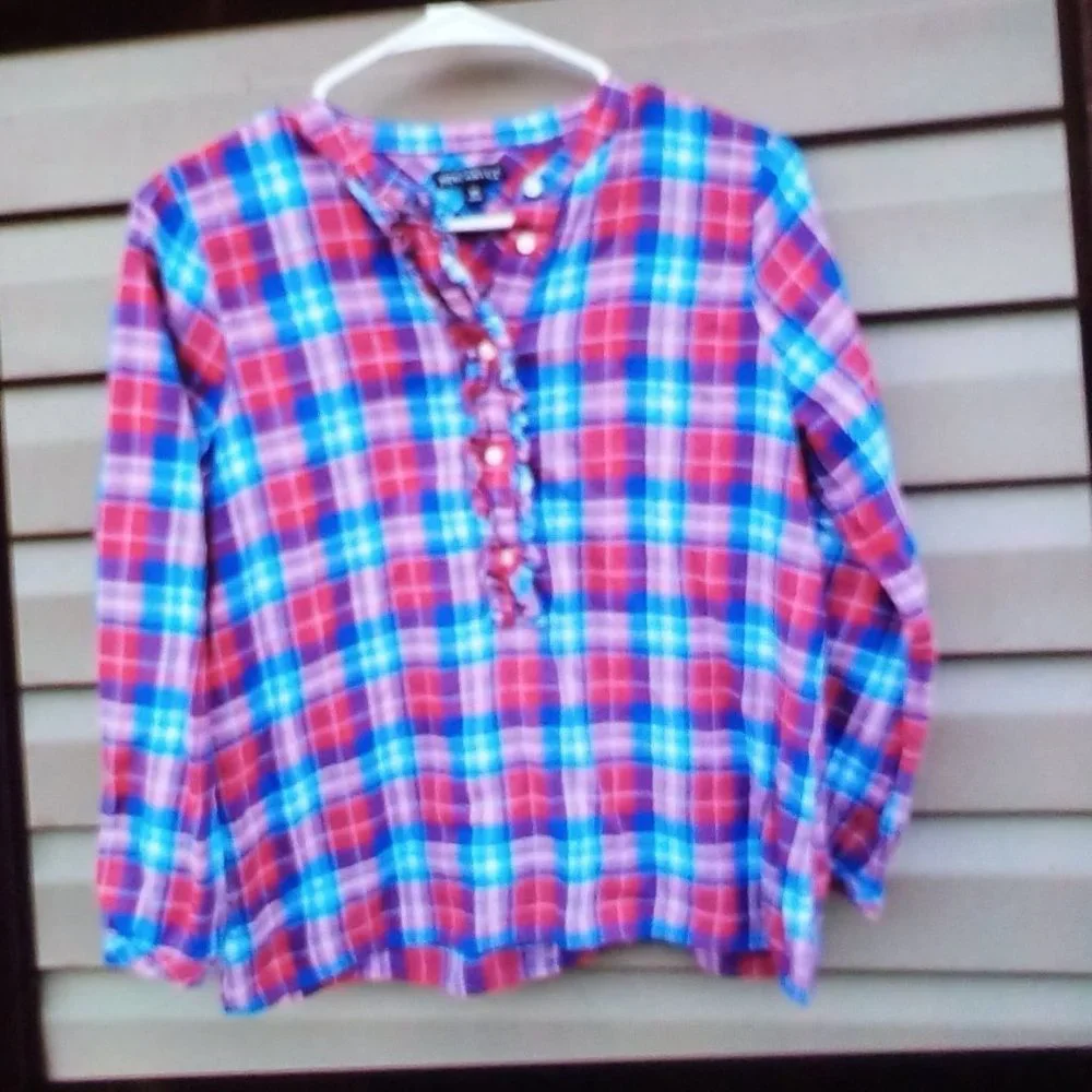 J. Crew Ruffle Flannel Top.